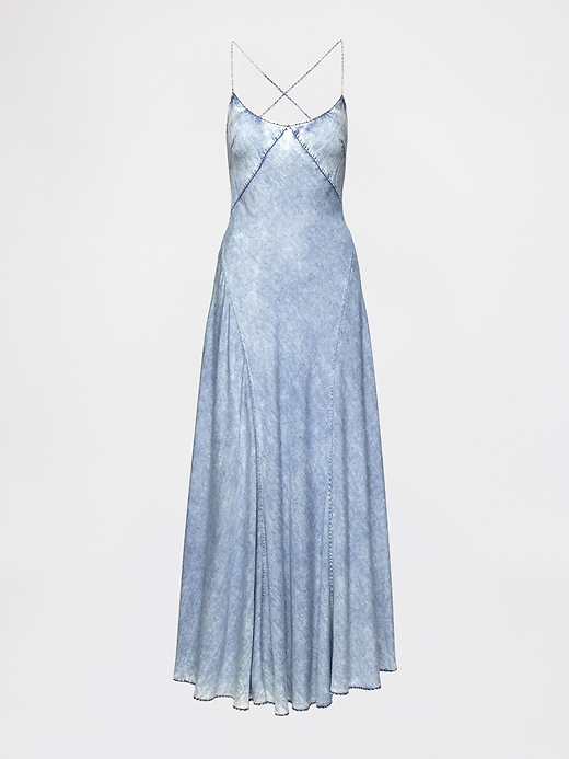 gapstudio drapiertes jeans-maxikleid