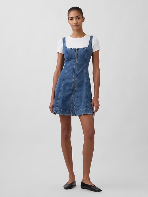 jeans-minikleid mit reißverschluss vorne