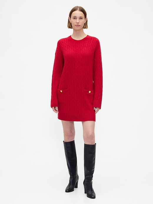 cashsoft mini-strickkleid mit zopfmuster