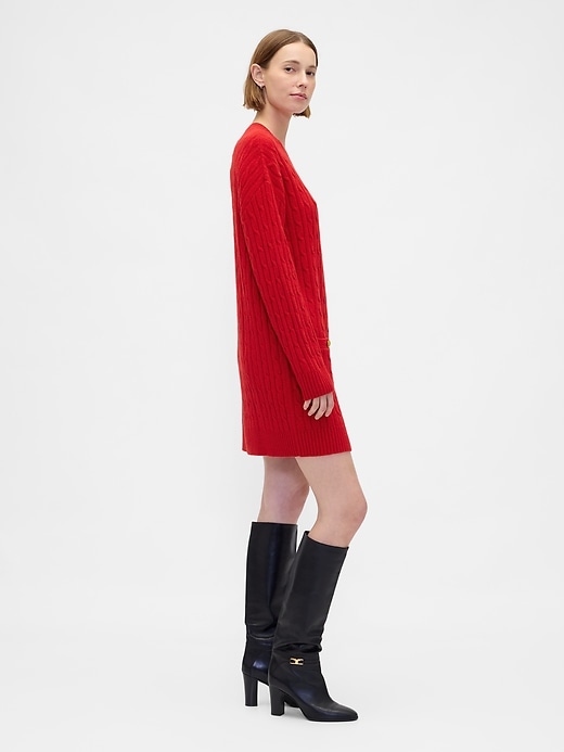 cashsoft mini-strickkleid mit zopfmuster