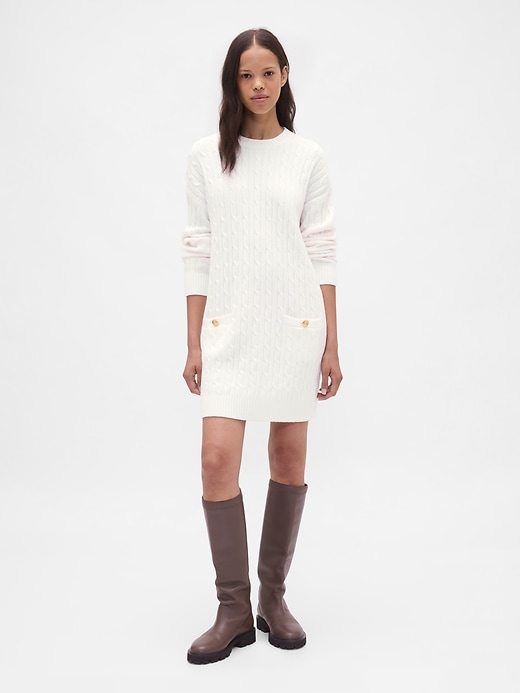 cashsoft mini-strickkleid mit zopfmuster