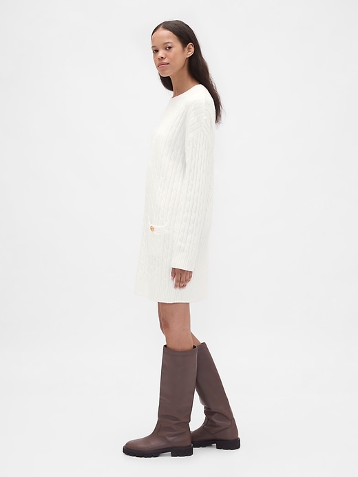 cashsoft mini-strickkleid mit zopfmuster
