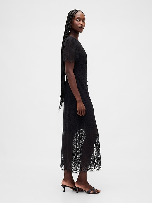 midikleid aus spitze mit v-ausschnitt