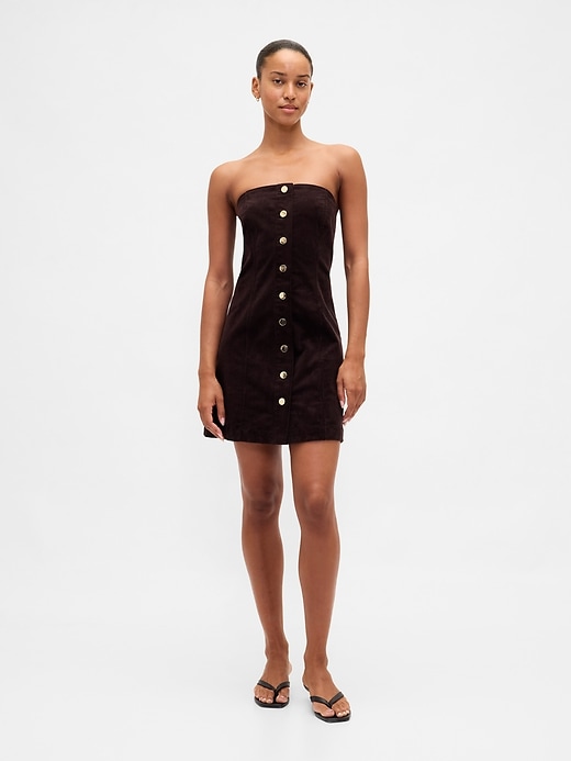 trägerloses minikleid aus cord