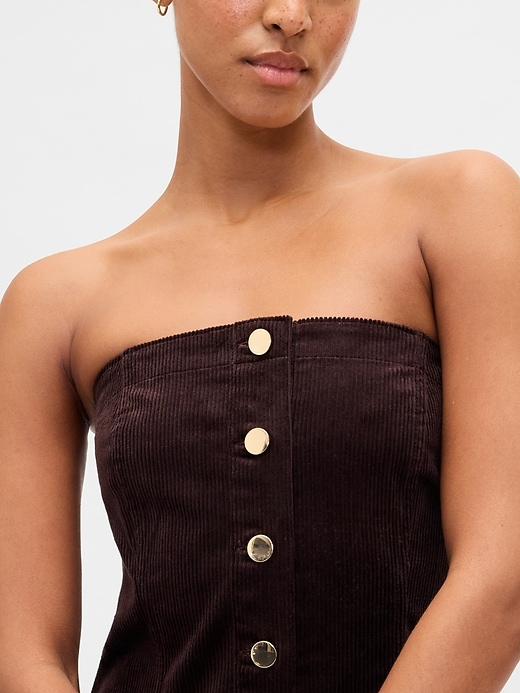 trägerloses minikleid aus cord