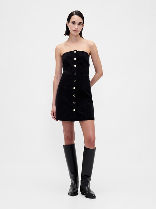 trägerloses minikleid aus cord