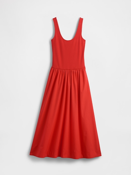 maxikleid aus verschiedenen materialien mit tiefer taille
