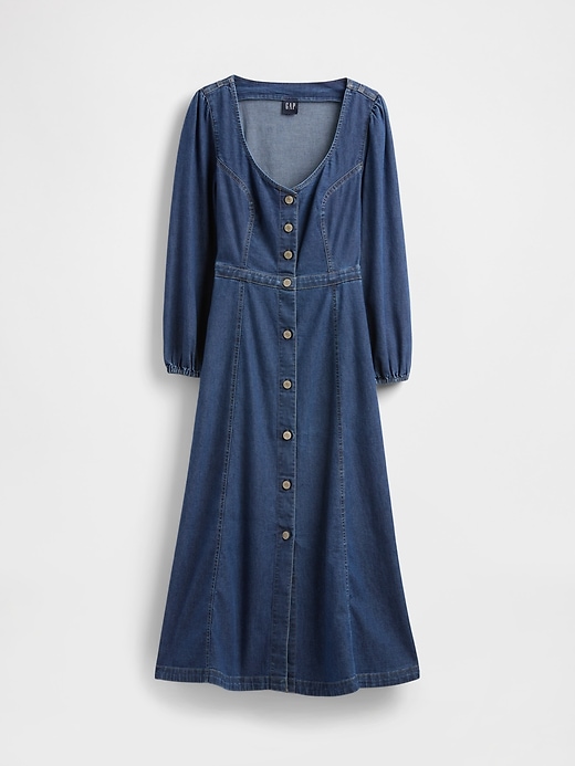 jeans-midikleid mit herzausschnitt