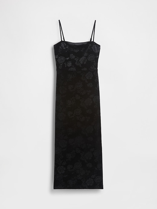 samt-maxikleid mit eckigem ausschnitt
