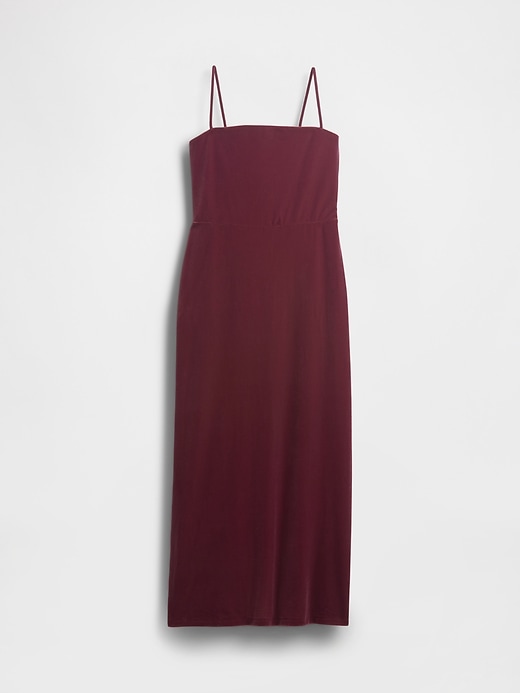 samt-maxikleid mit eckigem ausschnitt