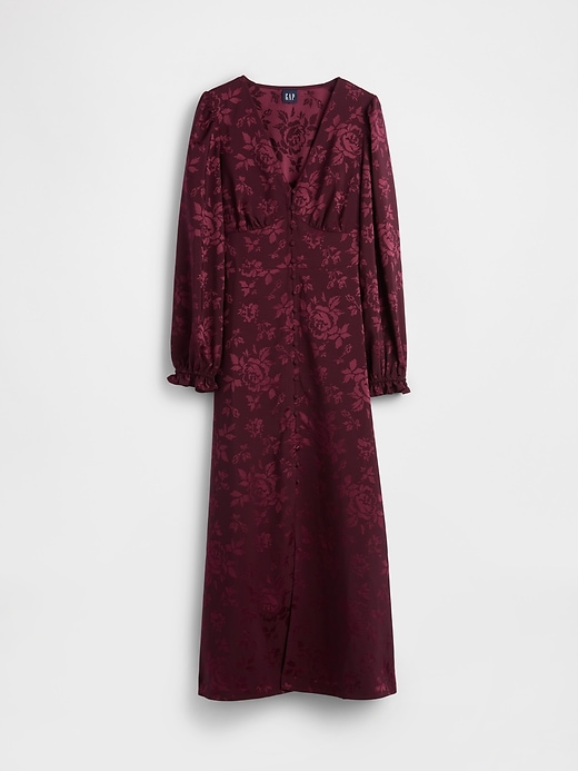maxikleid mit knopfleiste und v-ausschnitt