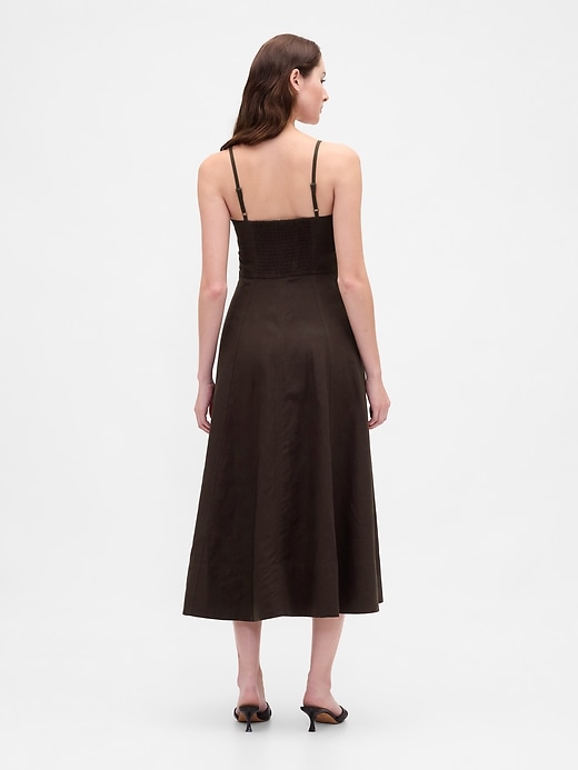 midikleid aus leinenmischgewebe mit korsettnaht