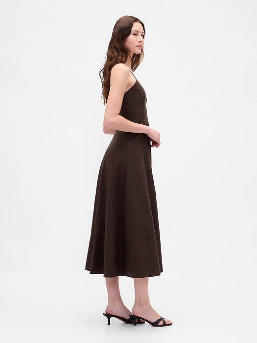 midikleid aus leinenmischgewebe mit korsettnaht