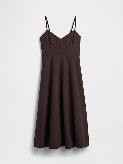 midikleid aus leinenmischgewebe mit korsettnaht