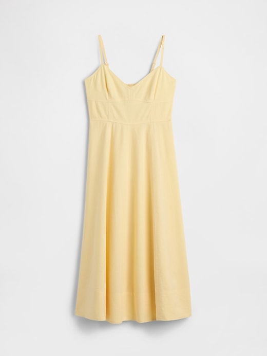 midikleid aus leinenmischgewebe mit korsettnaht