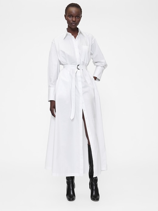 gapstudio popeline maxi-hemdkleid mit gürtel