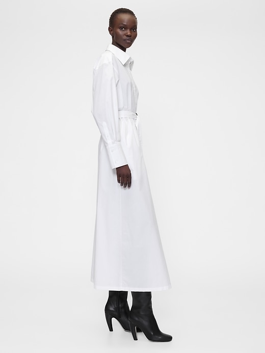 gapstudio popeline maxi-hemdkleid mit gürtel