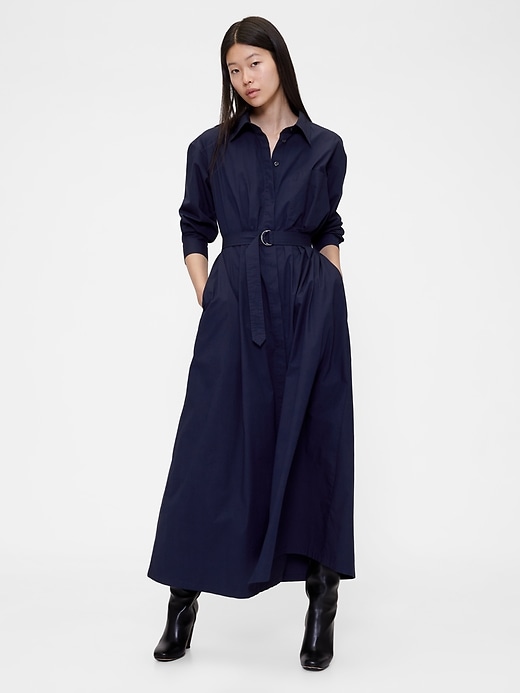 gapstudio popeline maxi-hemdkleid mit gürtel