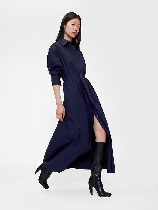 gapstudio popeline maxi-hemdkleid mit gürtel