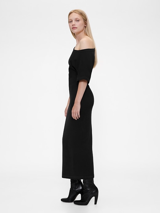 gapstudio jersey-midikleid mit schulterfreiem ausschnitt