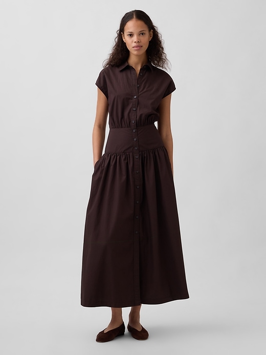 maxi-hemdkleid aus popeline mit tiefer taille