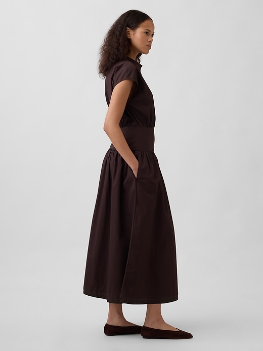 maxi-hemdkleid aus popeline mit tiefer taille