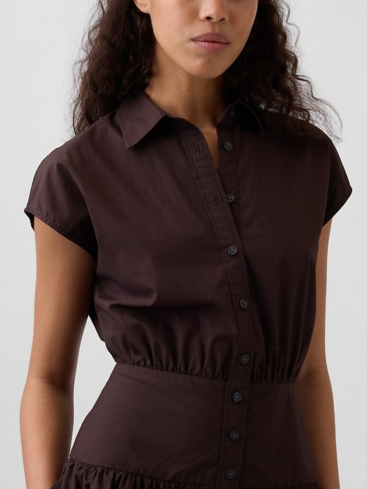 maxi-hemdkleid aus popeline mit tiefer taille