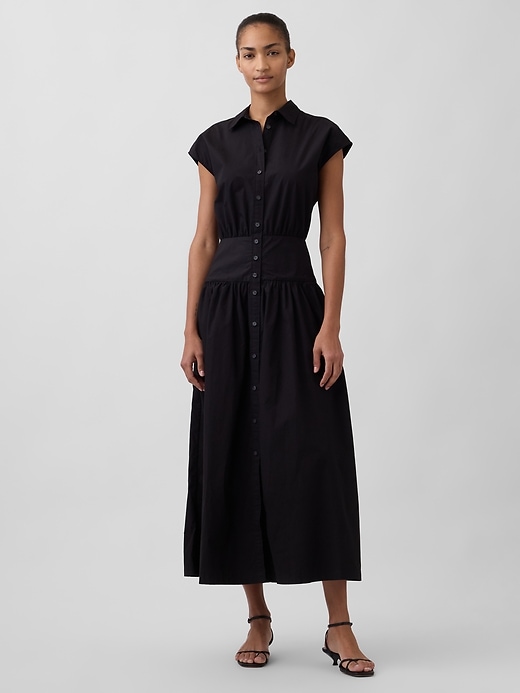 maxi-hemdkleid aus popeline mit tiefer taille