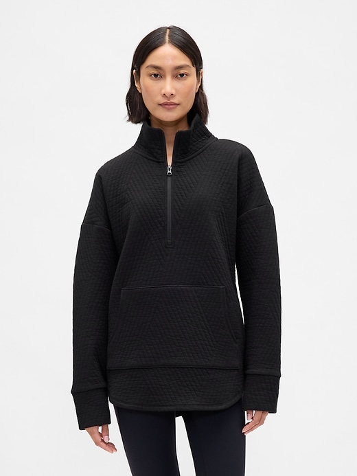 gapfit stepppullover mit jacquard-muster und halbem reißverschluss