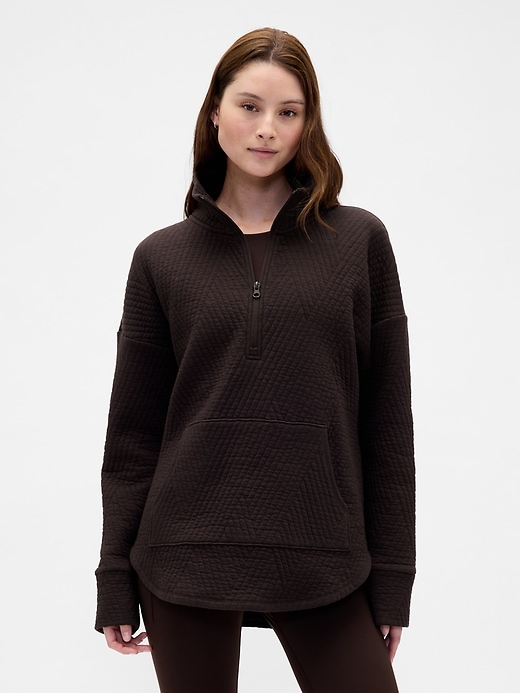 gapfit stepppullover mit jacquard-muster und halbem reißverschluss