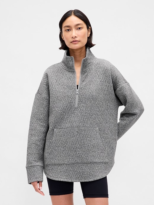 gapfit stepppullover mit jacquard-muster und halbem reißverschluss