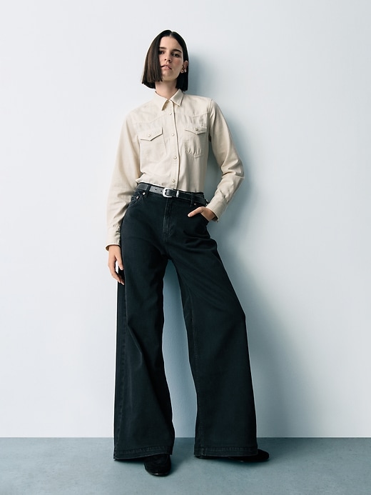 high rise stride wide-leg jeans