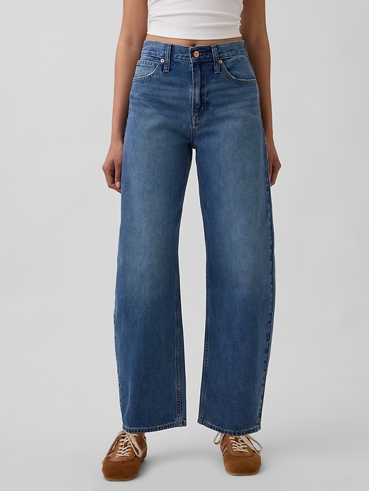 high rise barrel jeans