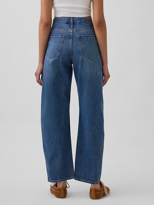 high rise barrel jeans