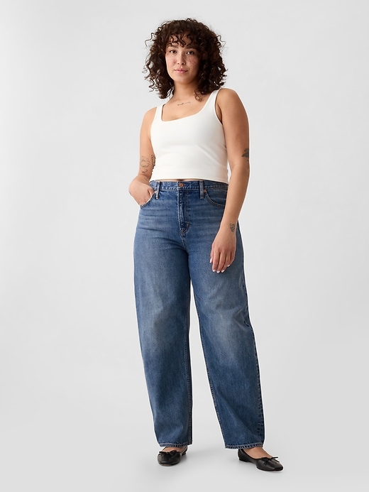 high rise barrel jeans