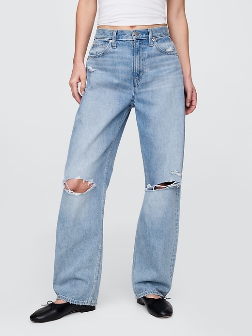 high rise barrel jeans
