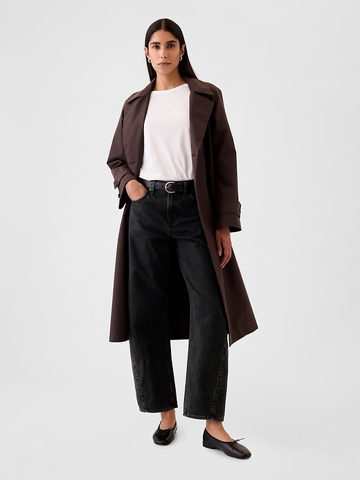 high rise barrel jeans