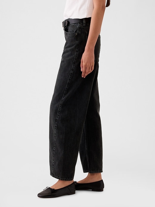 high rise barrel jeans