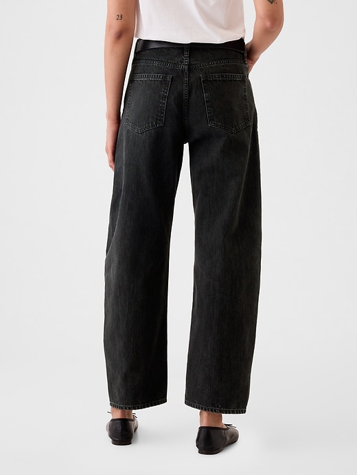 high rise barrel jeans