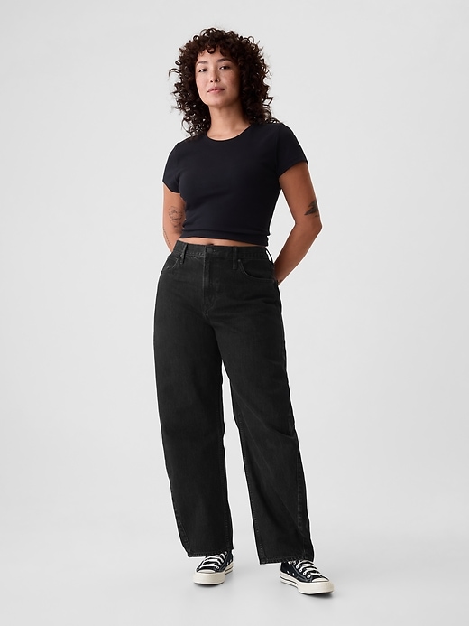 high rise barrel jeans
