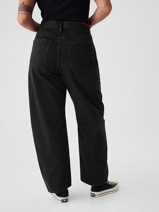 high rise barrel jeans