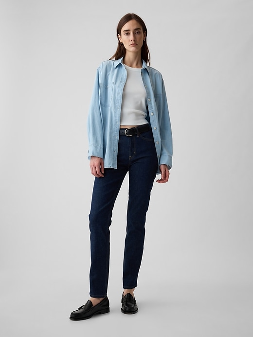 vintage slim jeans mit mittelhohem bund