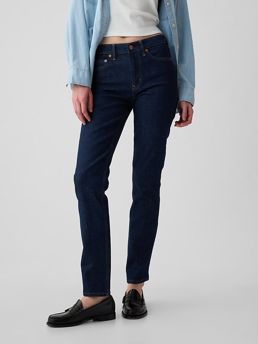 vintage slim jeans mit mittelhohem bund