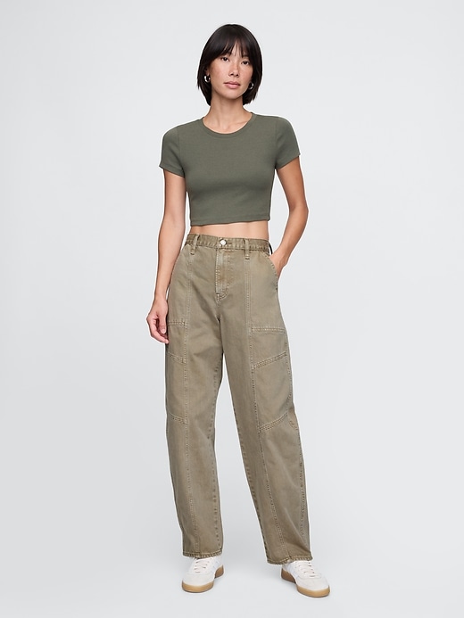 high rise barrel jeans