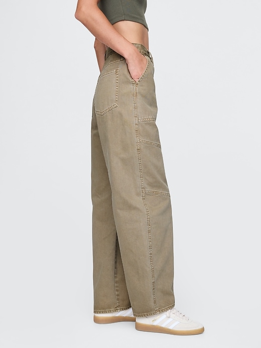 high rise barrel jeans