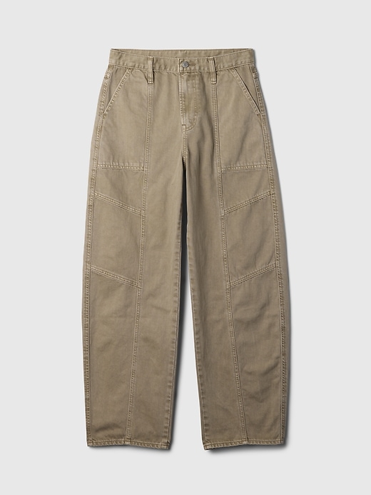 high rise barrel jeans