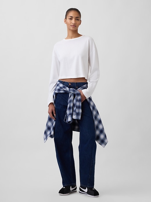 high rise barrel jeans