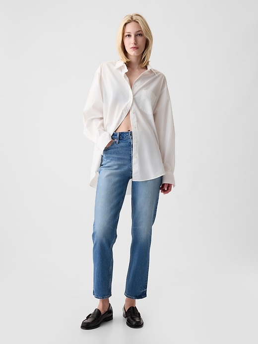 high rise cheeky straight jeans