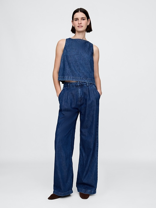 365 high rise ultrasoft denim plisseehose