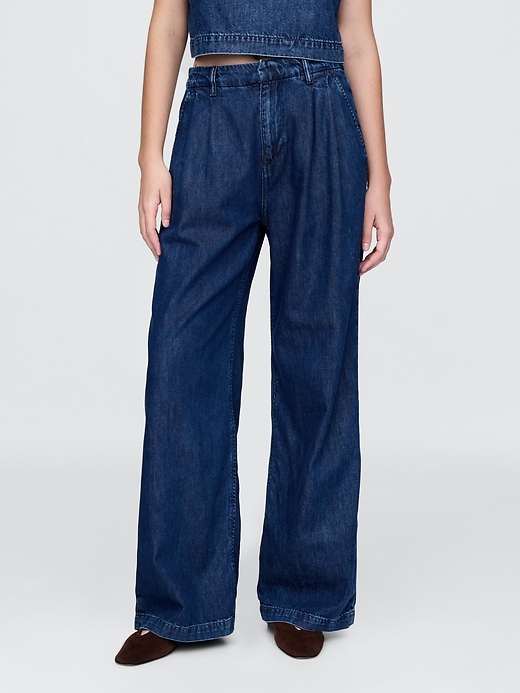 365 high rise ultrasoft denim plisseehose